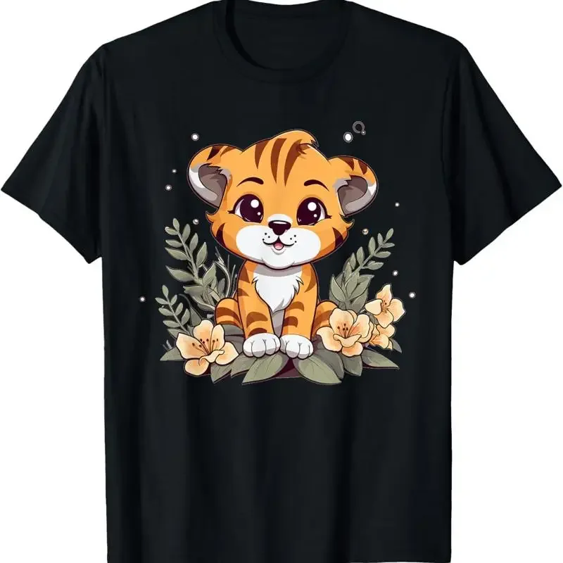 Cute Tiger With Flowers I T Shirt