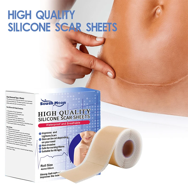 【B】Silicone Scar Sheets Clear Scars Tape Strip Invisible Silicone Self-Adhesive Patches For C-Section Surgery Keloid Burn
