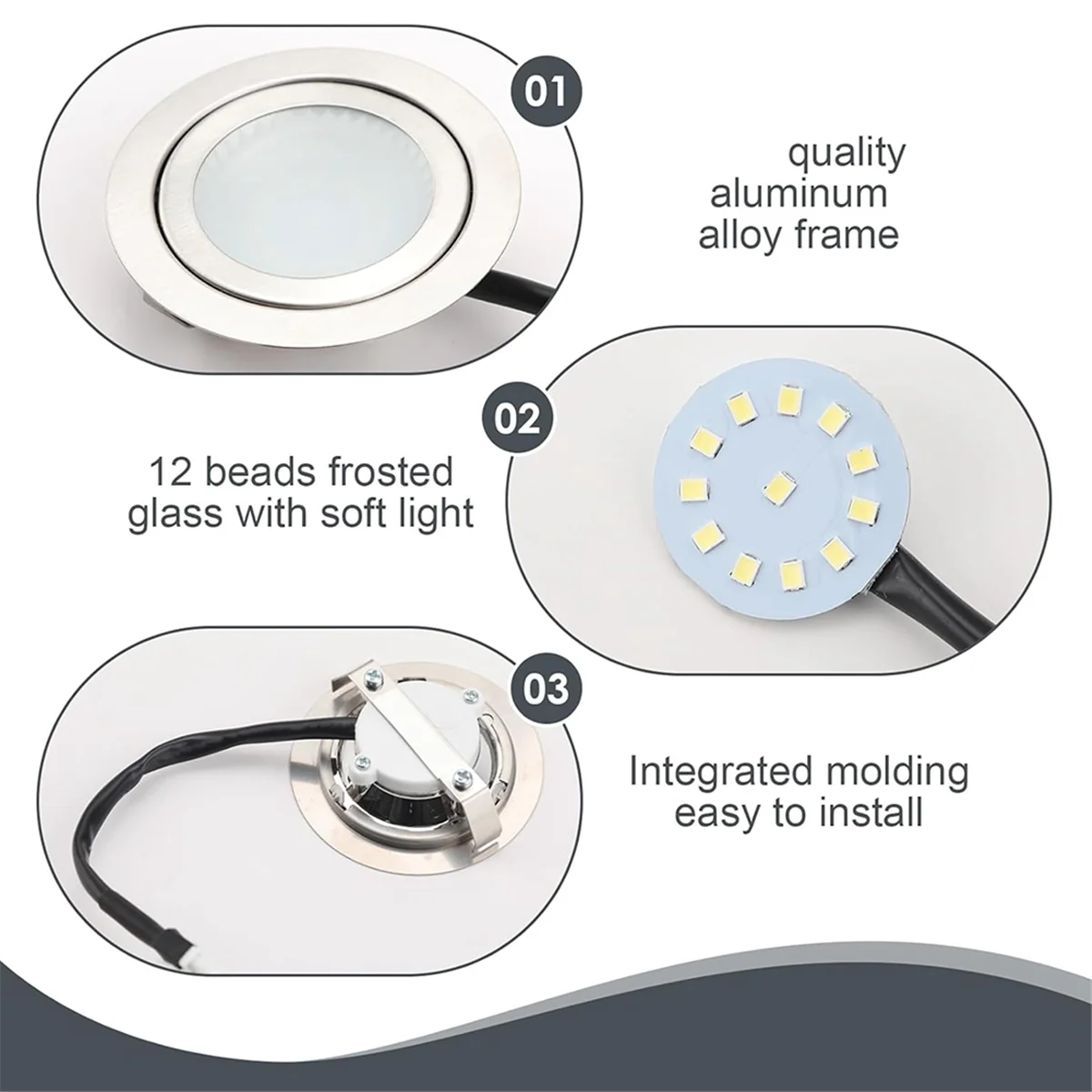 12 فولت تيار مستمر 1.5 واط أضواء غطاء محرك السيارة مع مقبس EL ذكر ، 2 حزمة ثقب خزانة موقد LED ضوء راحة ، لمبة إضاءة المطبخ