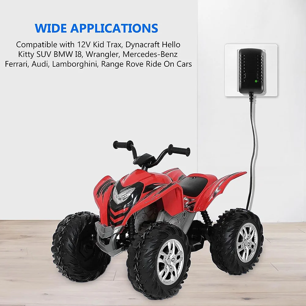 12v 1000mA Kids Ride On Charger for Child Toy Car 12 Volt Battery Charger for Ride On Toys with Red Square Plug