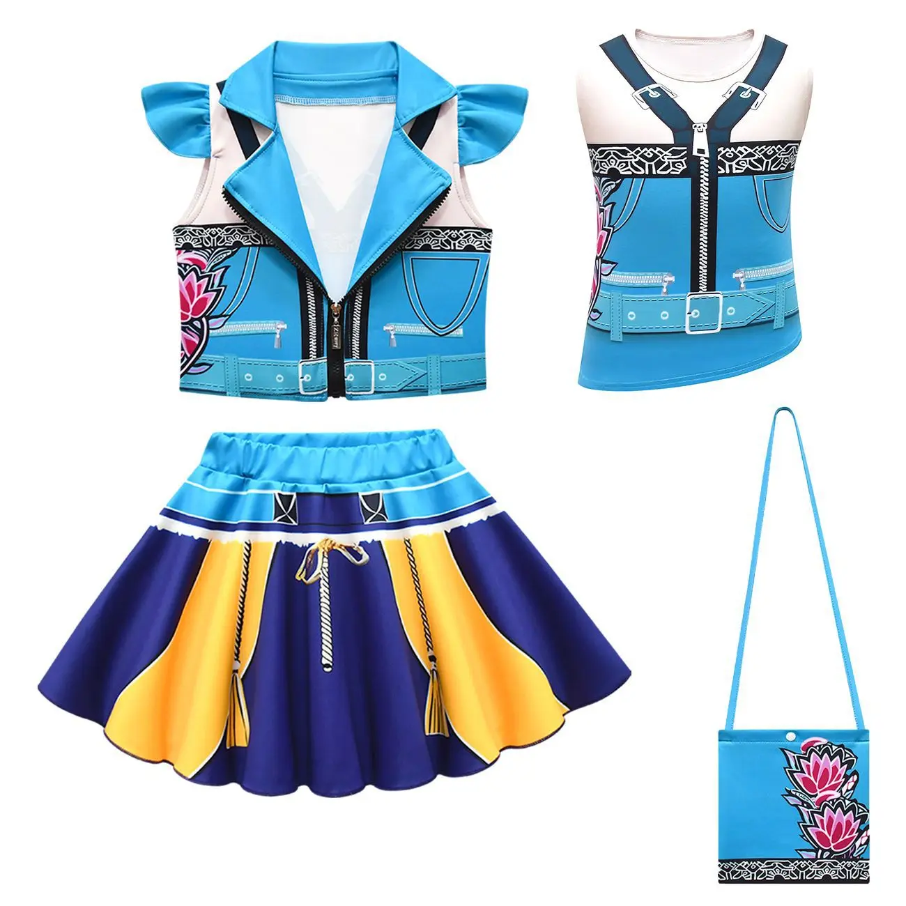

Zoey Flying Sleeve Top Kpop Demon Hunters Vest Girl Halloween Cosplay Costume 3D Printing Anime Idol Stage Performance Outfit