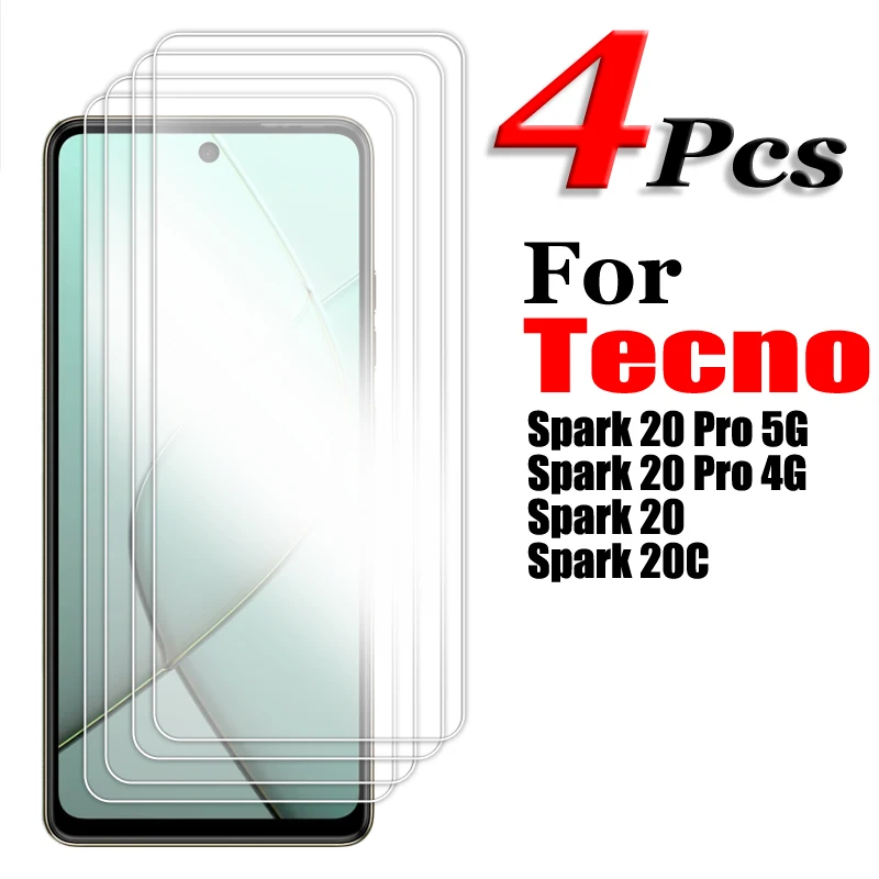 

2/3/4PCS For Tecno Spark 20 Pro Glass For Tecno Spark 20C 20 Pro 4G 5G Screen Protector HD Transparent Protective Tempered Glass