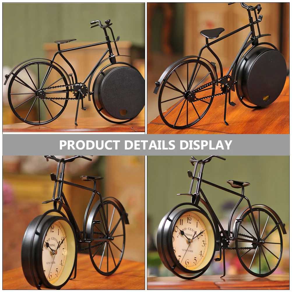 

Retro Bicycle Shaped Vintage Table Clock Metal Desktop Alarm Clock Mute Design for Bedroom Office Dormitory Home Decor
