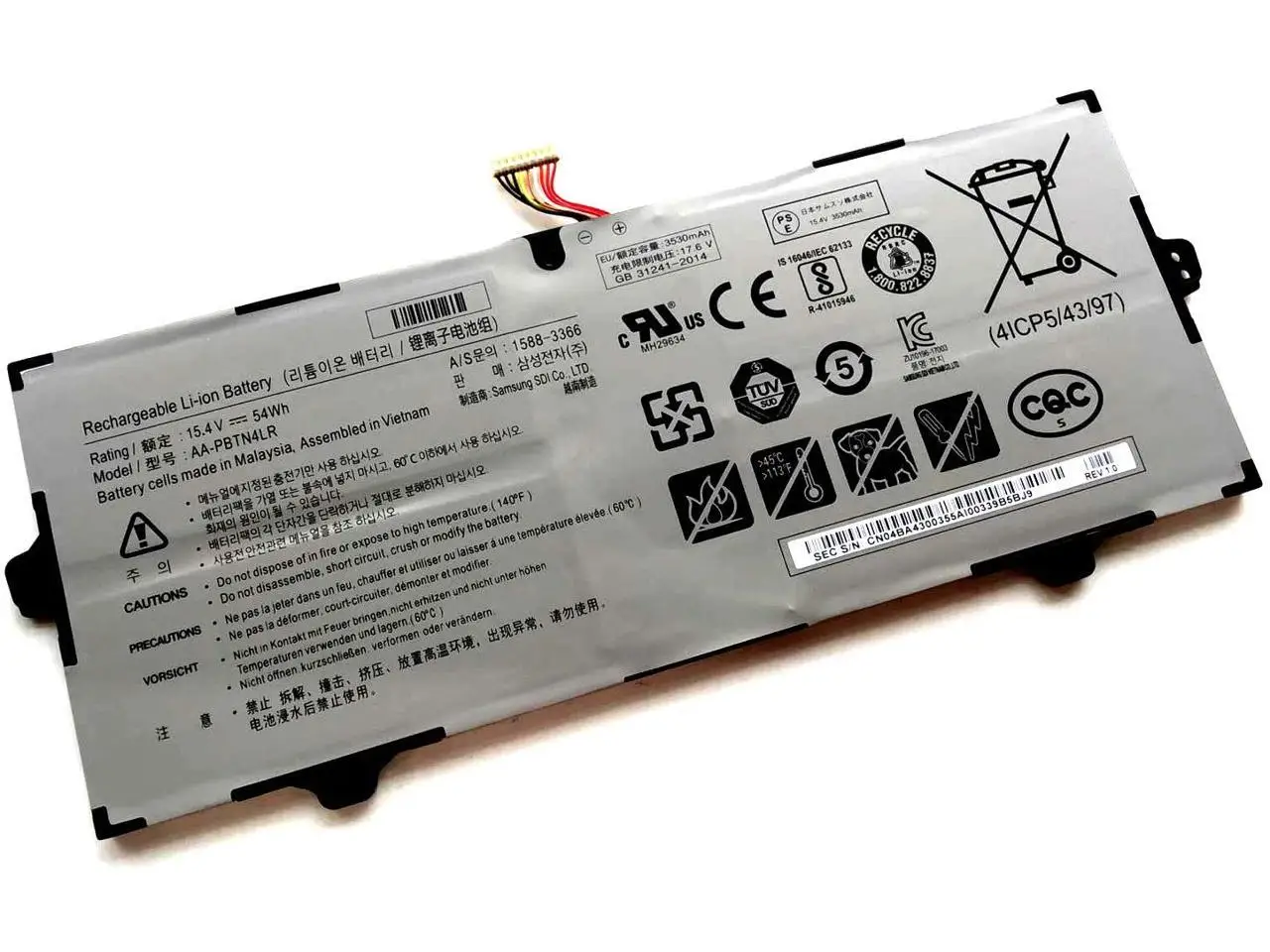 15.4V 54Wh 3530mAh AA-PBTN4LR Laptop Battery For Samsung Notebook 9 Pro NP940X5M NP940X3M NT930SBV NT930SBE NT950QAA Series