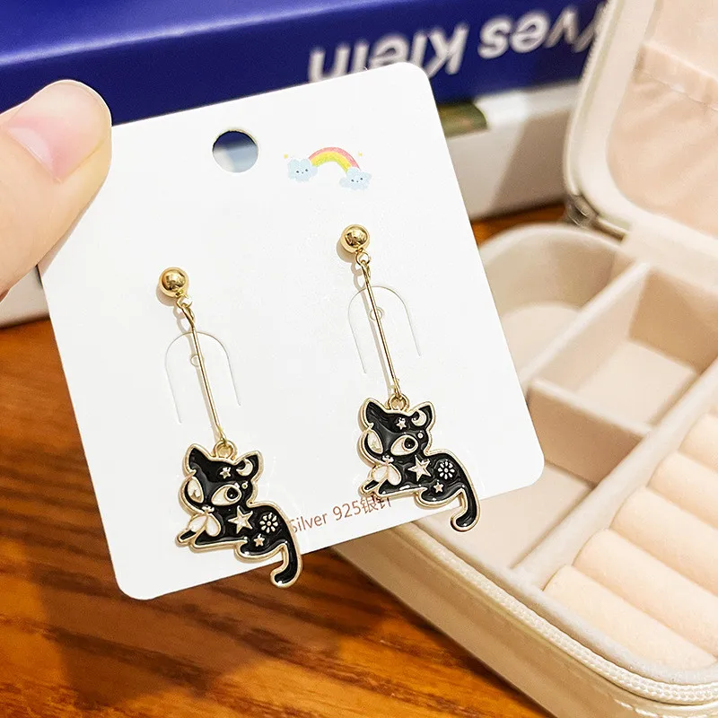 Fashion Kawaii Kitty Bunny Panda Pendant Earrings Cute Cartoon Animal Enamel Stud Ear Jewelry Birthday Gifts For Women Girls