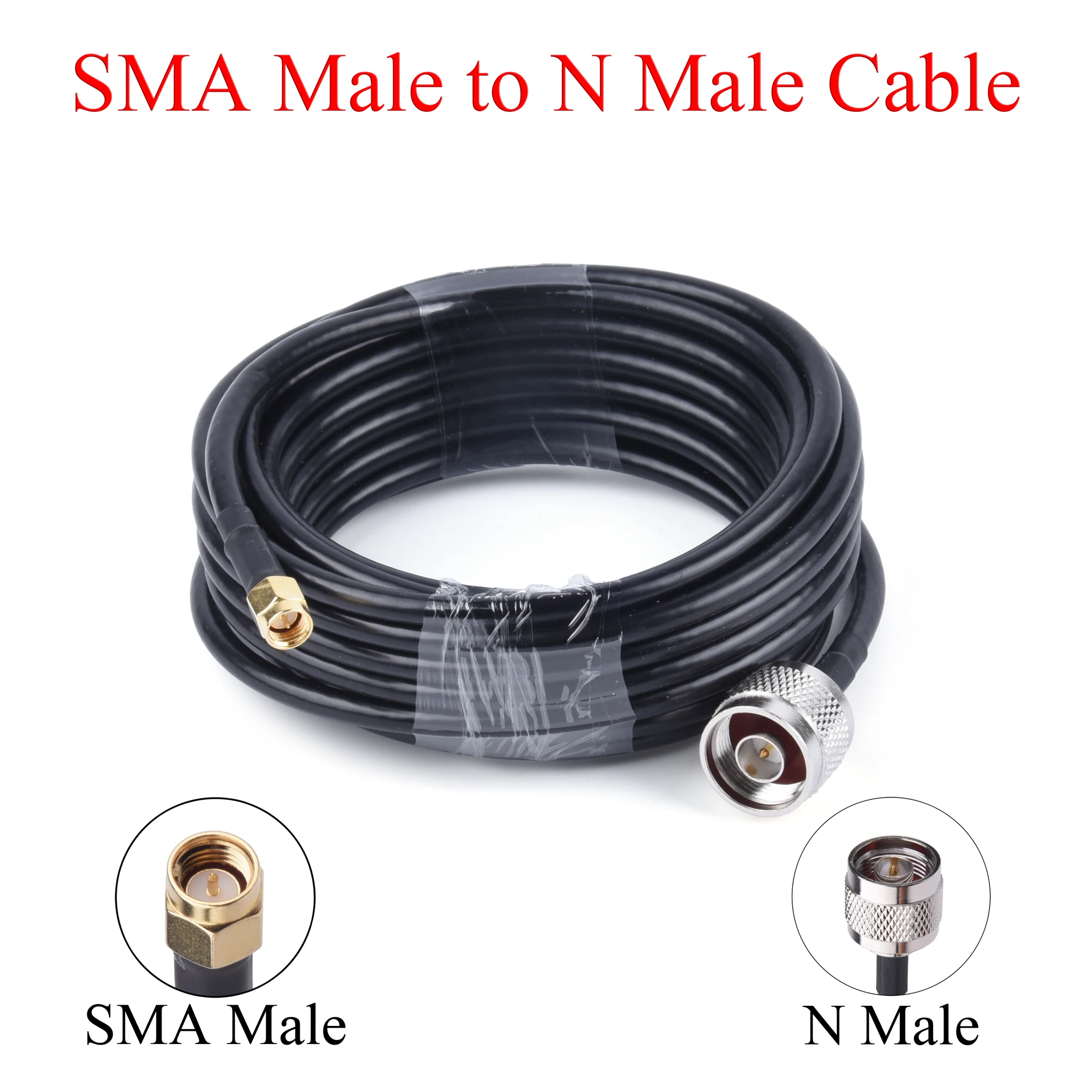 RG58/50-3 RF Coaxial Cable SMA Male to N Male Extension Wire 1/5/10/15/20/30M-High Performance for 4G LTE Devices/Phone Antenna