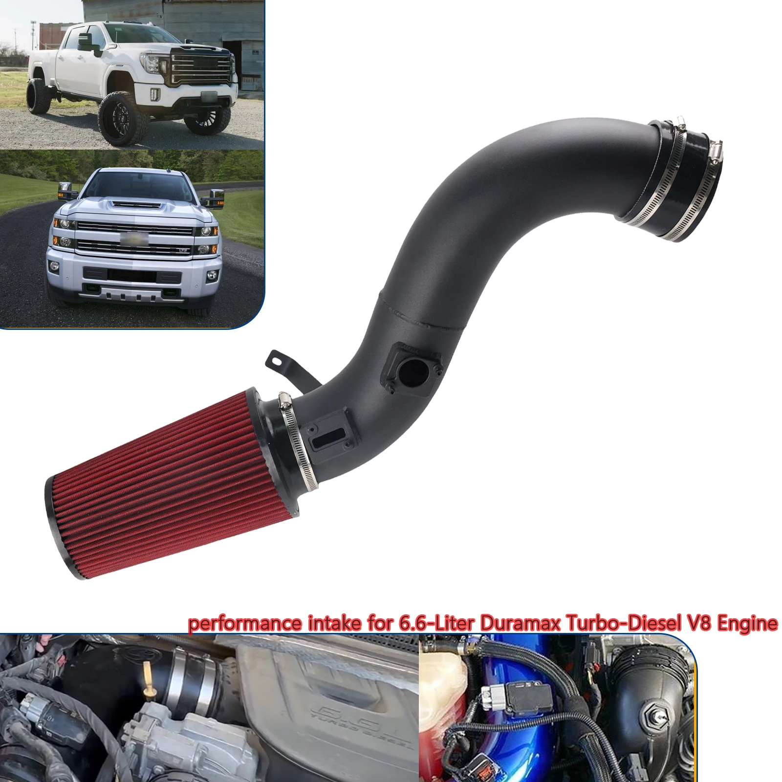 

Diesel Cold Air Intake with Filter for 2013-2016 Chevy GMC 2500 / 3500 Duramax 6.6L LML V8 engine cool