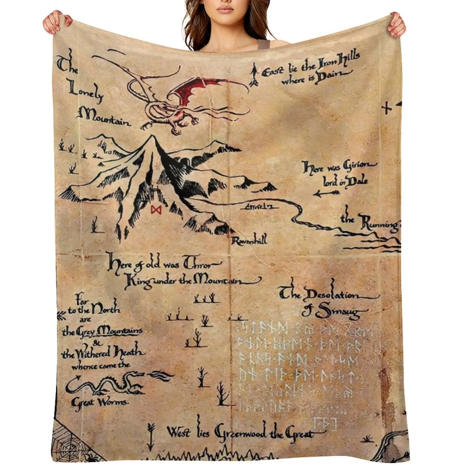 

map of the lonely mountain, Erebor Throw Blanket Travel Plaid Extra Large Throw Designers Blankets