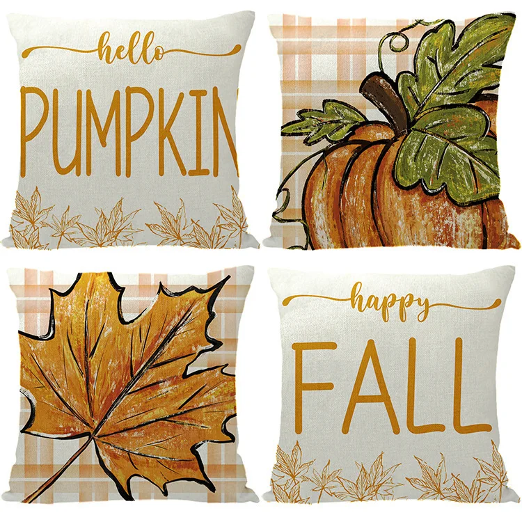 Thanksgiving Maple Leaf Pumpkin throw pillow covers with digital printing of short plush fabric Car-shaped cushion Home decor