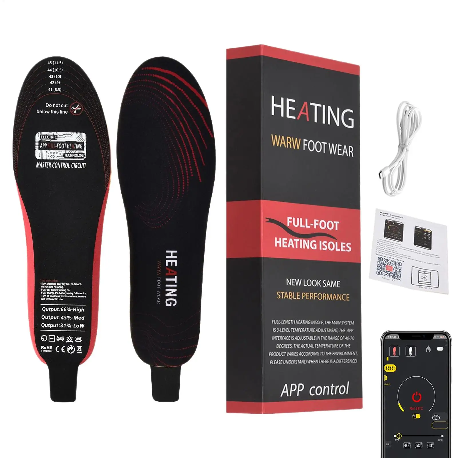 

Стельки с подогревом, управляемые через приложение, зимние согревающие принадлежности для ног, электрическая грелка для ног для мероприятий на открытом воздухе, рыбалки, пешего туризма, катания на лыжах