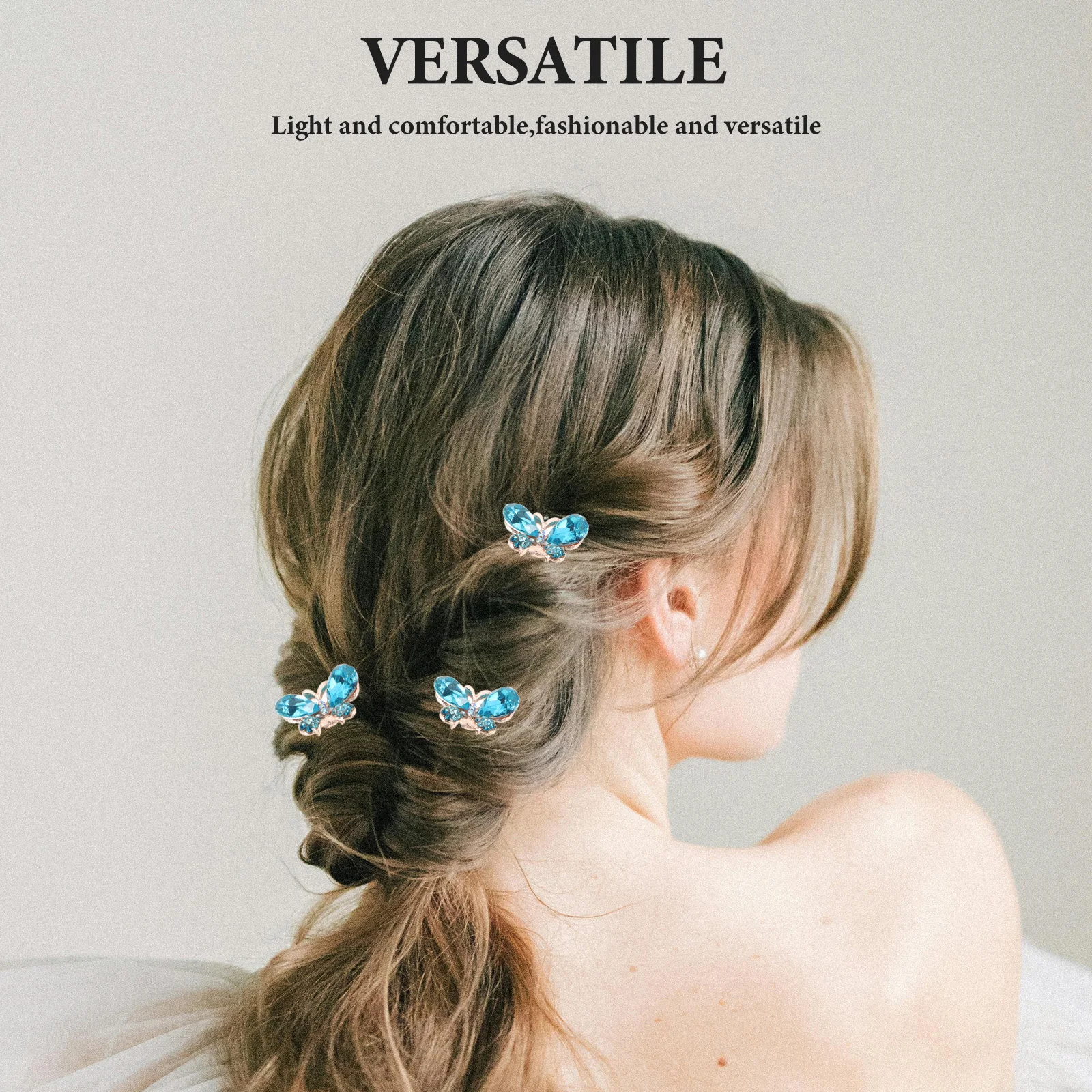 

4pcs U-Shaped Rhinestone Butterfly Hairpin Women Accessories Lightweight Secure Comfortable Daily Party Formal Event Elegant