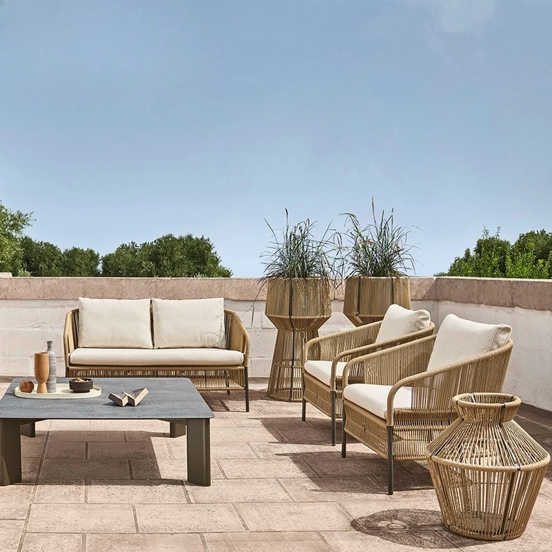 Nordic outdoor rattan sofa, bed and breakfast courtyard seaside beach villa rattan chair