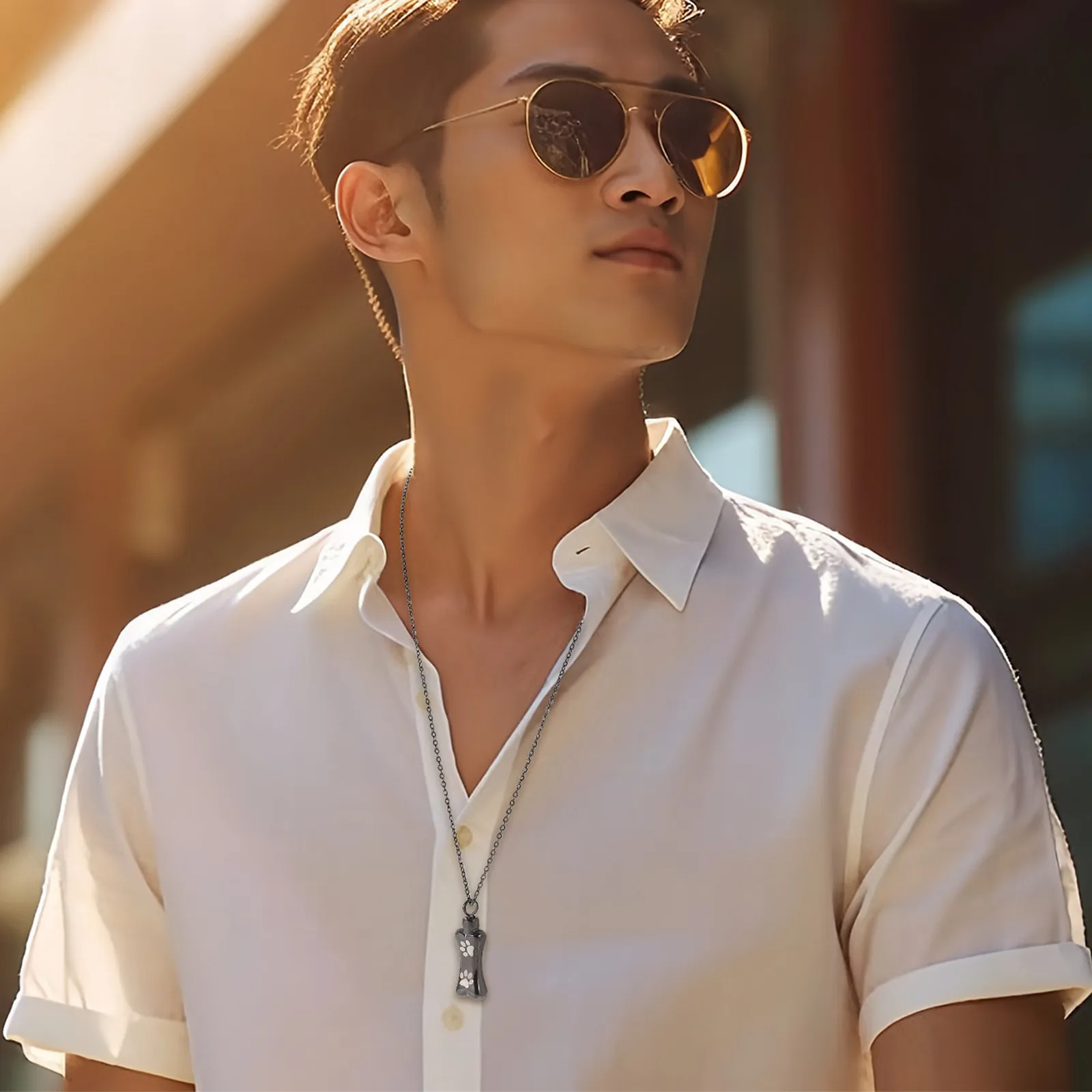 

Durable Stainless Steel Ashes Urn Necklace for Pet Dog Keepsakes Cremation Jewelry No Fading Deformation Urn Necklace for Ashes