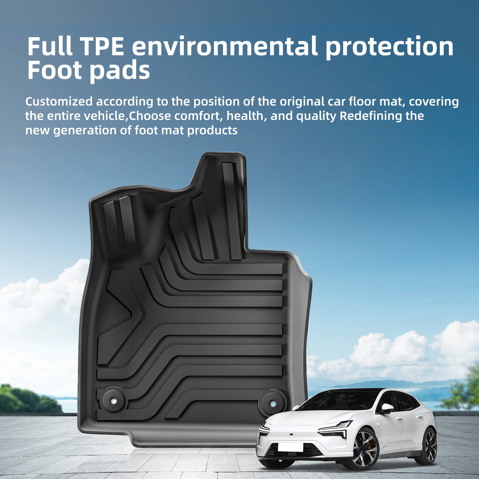 for Polestar 4 2023 2024 Car Floor Mats Cargo Liner Trunk Pad TPE 3D Foot Mat Waterproof Odorless Tray Set BLACK Left Rudder