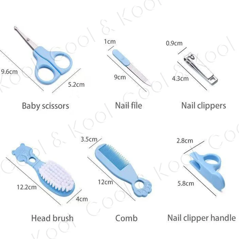 Baby Hygiene & Grooming Kit, 6pc Safe Nail & Hair Care Tool Set for Infant and Toddler Use at Home