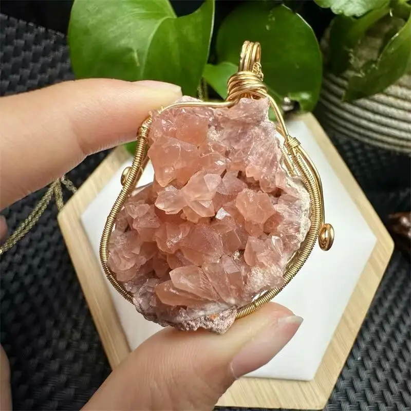 

Natural Argentina Purple Rose Quartz Specimen Pendant DIY Necklace Fashion Healing Jewelry Gemstone Crystal Holiday Gift 1PCS