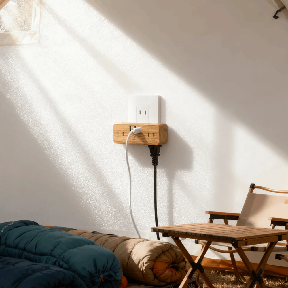 Japanese Nine-In-One Power Socket, Equipped with Japanese Standard Usb+Ac Interfaces, Supports Lightning Protection and Safe Charging, Saves Space and Is Easy to Carry, with a Foldable Plug Design That Is Compact and Lightweight, Suitable for Travel Use. Wooden Texture Design, Suitable for Home Environments, Domestic Delivery Arrives Within 2 Days.