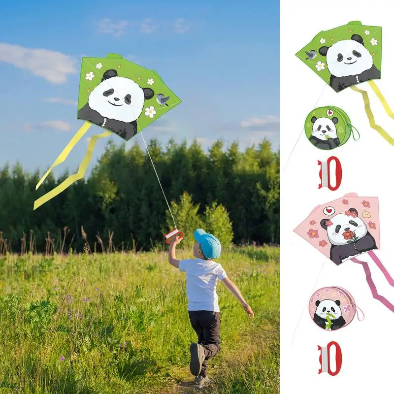 Outdoor Pocket Kite Cartoon Panda Children Flying Kites for Lawn Stable Structure Design Mini Fly Beach Kites for Beginners Gift