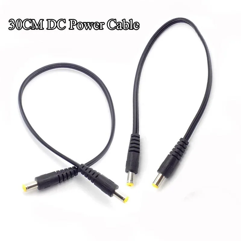 1/2/5pcs 30cm 5.5mm DC Male to Male Extension Cords Cable Power Adapter 5.5 x 2.1mm Plug AV Audio DVR RCA Connector B5