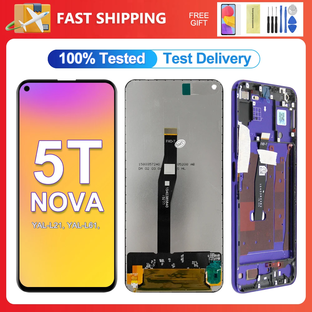 For HUAWEI Nova 5T 6.26\'\'For Honor 20 YAL-L21 L61 L71 L61D LCD Display Touch Screen Digitizer Assembly Replacement