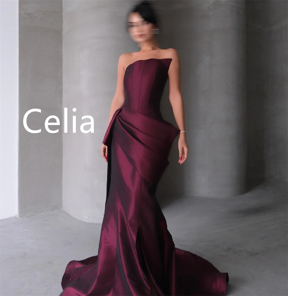 ชุดราตรีผ้าซาตินทรงเมอร์เมดแบบสั่งตัด ดีไซน์หรูหรา สายเดี่ยว ไม่มีแขน ชุดงานเลี้ยง ชุดออกงานพิเศษ