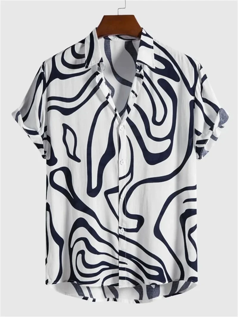 

Мужские рубашки с абстрактным принтом, летние повседневные рубашки с простым узором, мужская свободная дышащая одежда для активного отдыха, гавайские пляжные рубашки для мужчин