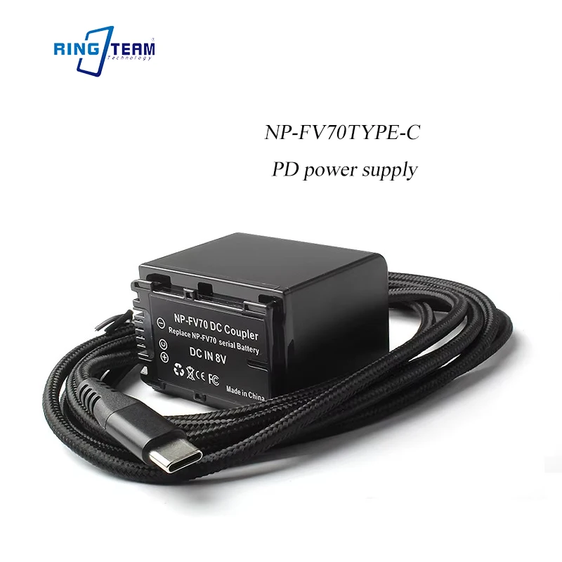 

NP-FV70 TYPE-C DC Coupler Dummy Battery for Sony FV50 FV100 Camera TYPE-C PD Power Supply