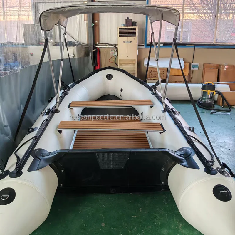 Commercial Grade Inflatable Boat With Canopy, Non-Slip Floor, And D-Rings For Professional Use