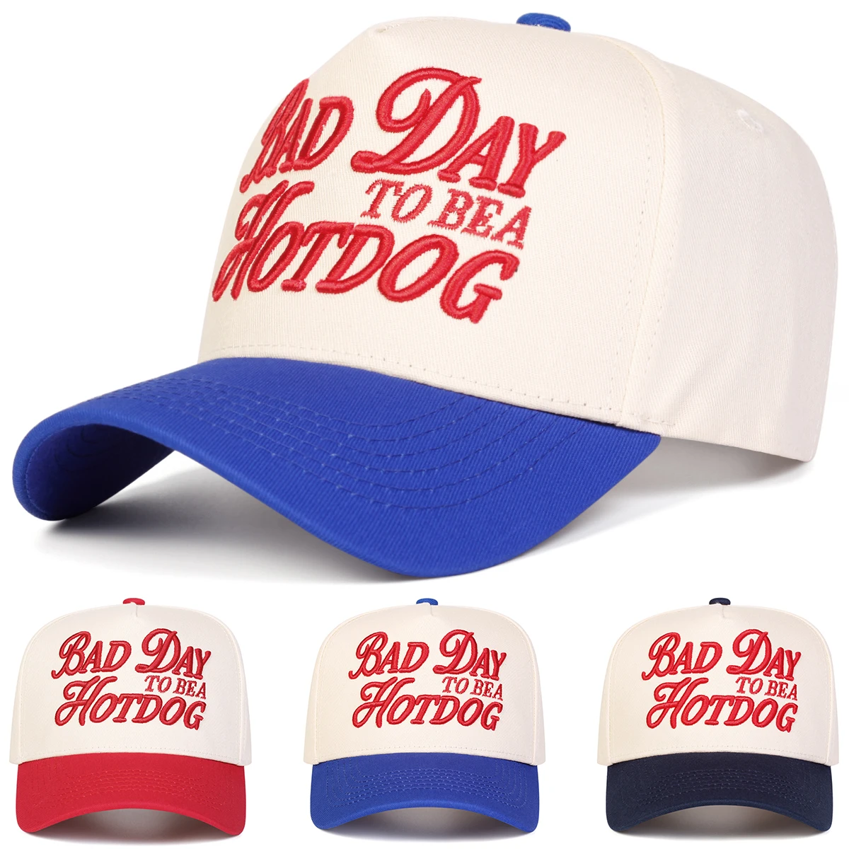 Unisex BAD DAY TO BE A HOTDOG Embroidery Baseball Caps Spring Autumn Outdoor Adjustable Casual Hats Sunscreen Hat Sports Cap