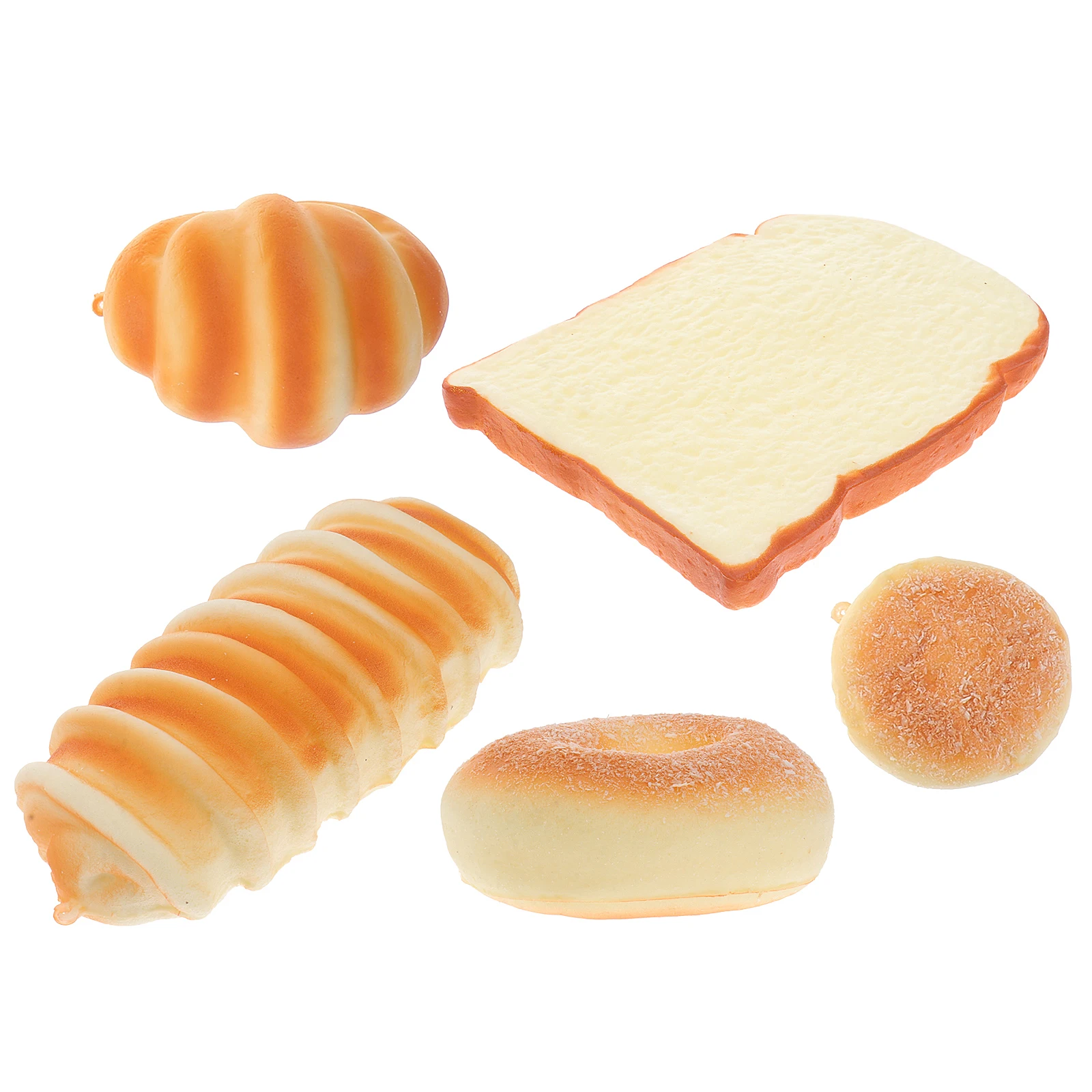 

5 Pcs Simulation PU Fake Bread for Display Faux Prop Props Ornament Decoration Artificial