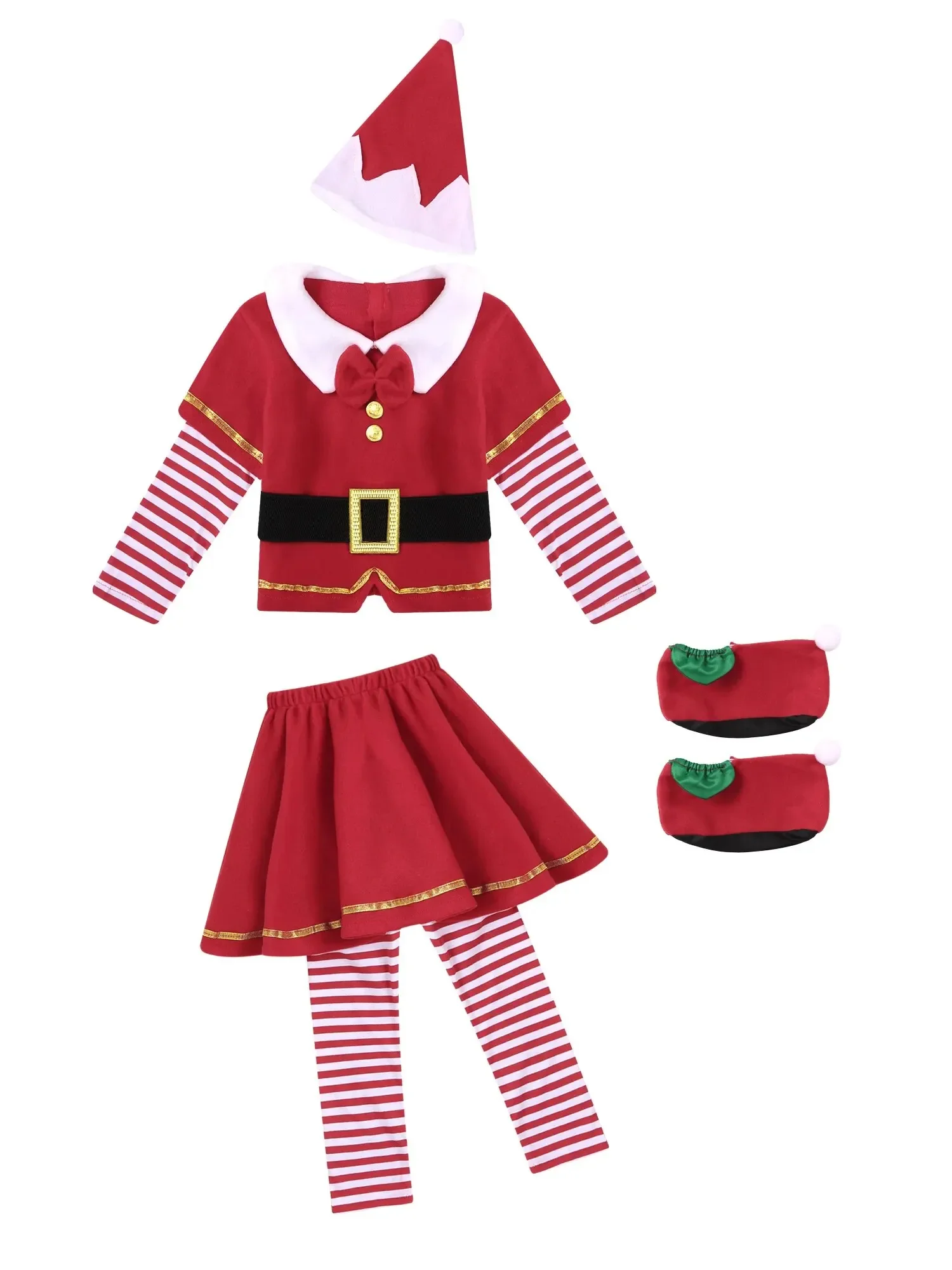 2024 Unisex Adult Women Kids Girls Santa Claus New year Christmas Costume Men Boy Red Santa Helper Elf Costume For Family