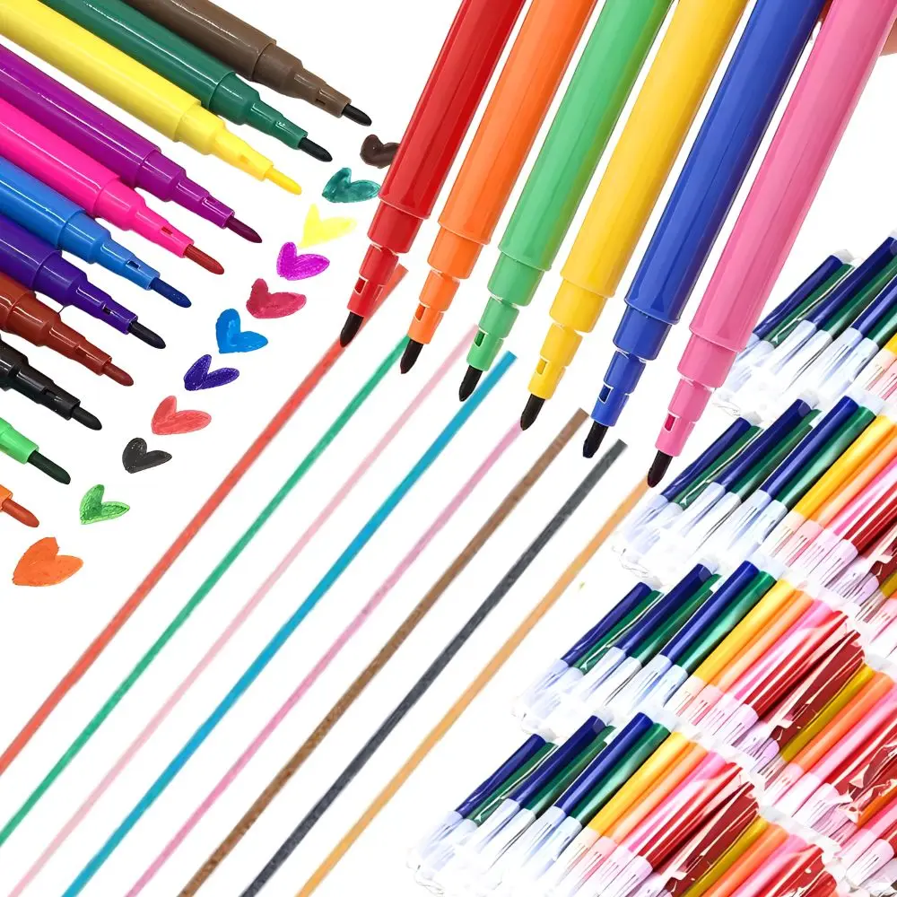 Juego de 2/7 paquetes de bolígrafos de colores lavables, 6 colores, marcadores artísticos de fácil agarre, bolígrafos de dibujo de acuarela no tóxicos para manualidades escolares YMY