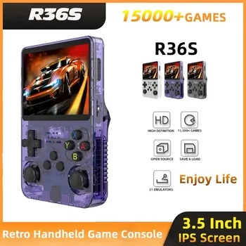 R36S Retro Handheld Video Game Console Linux System 3.5 inch IPS Screen Portable Handheld Game Player 64GB 15000 Games Open Source