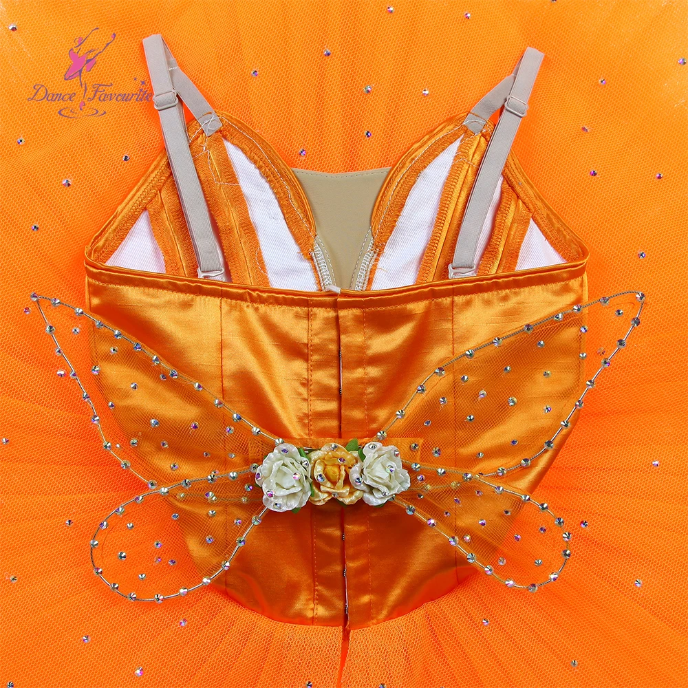 B26620 Ballet Performance Tulle Skirt Competition Orange Color Ballet Costume Skirt for Girls
