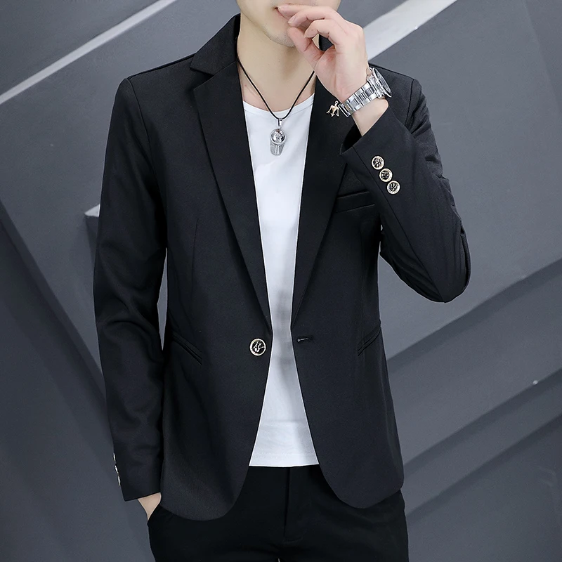 Small Suit Jacket Men Korean Version Slim New Handsome Teenagers Solid Color Shirt Four Seasons Youth Trend Fashion Suit