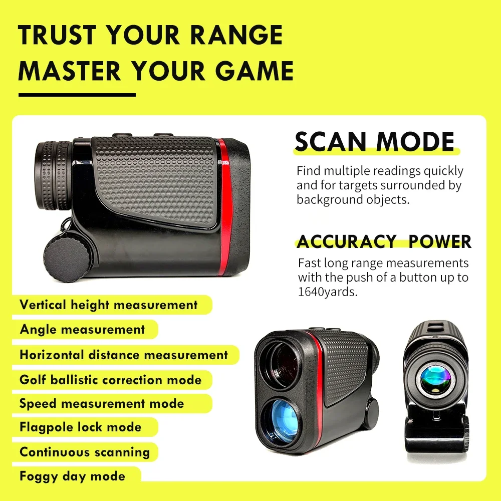 6X Magnification  Golf Rangefinder with Slope Mode 1500 Yards Range Binocular