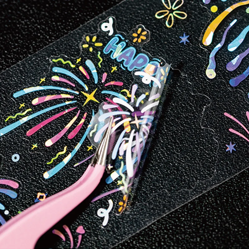 السيد ورقة 4 نمط 1 لفة/حقيبة زهرة النار قذيفة فورية ضوء الحيوانات الأليفة يموت قطع الشريط كتيب DIY بها بنفسك سجل القصاصات كتاب صور التقويم #3