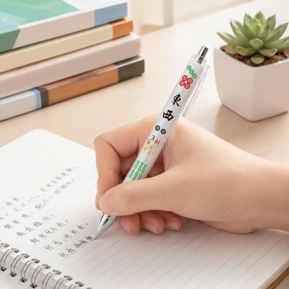8 Pcs Ballpoint Pens Chinese Mahjong Retractable Ballpoint Pens Fine Point Smooth Writing Gel Ink Pen Gifts for Mahjon Lovers
