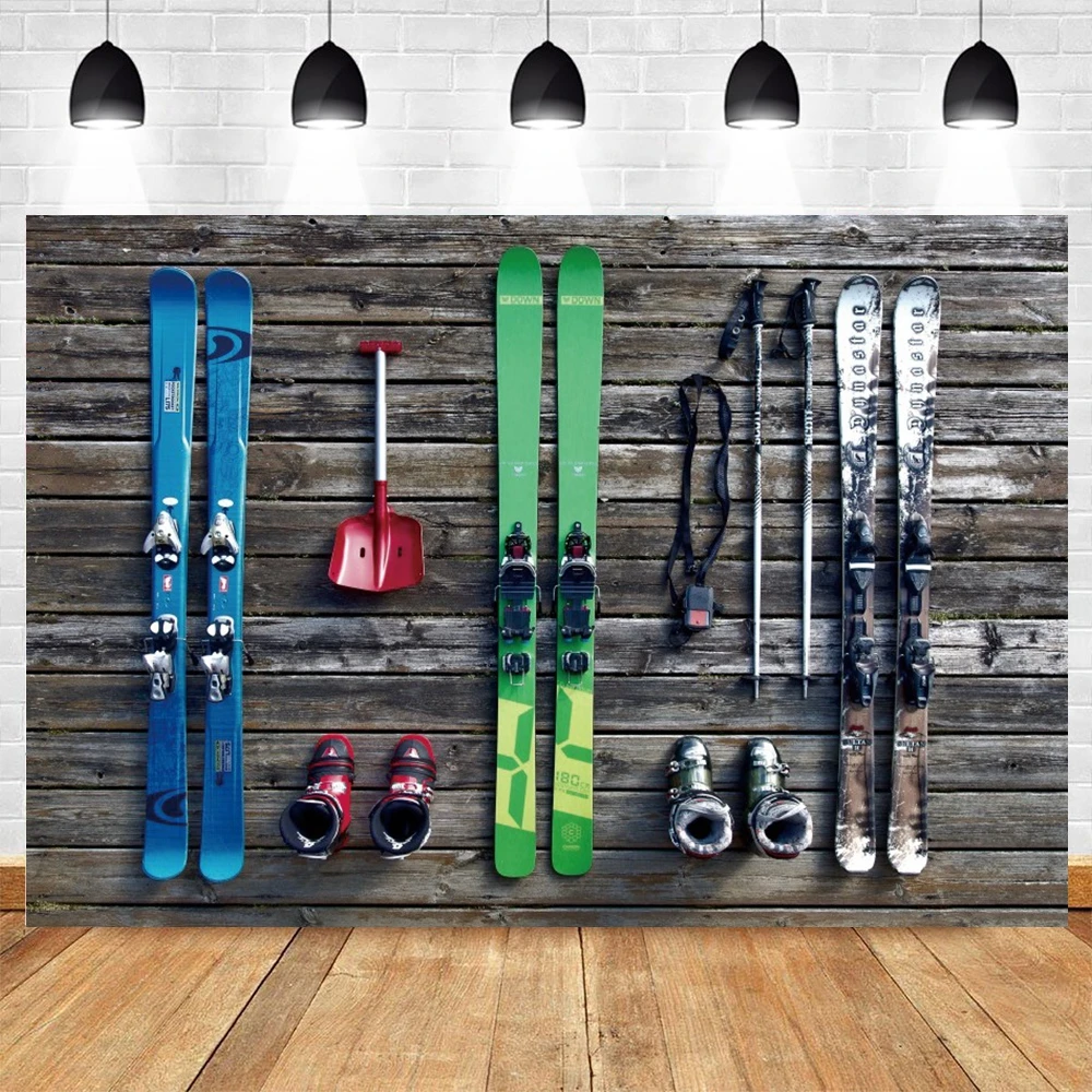 Ski Resort Scene Photography Backdrop Winter Blue Sky White Cloud Forest Natural Landscape Photographic Background Photo Props