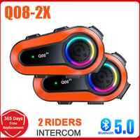 Q08 2X Motorcycle Helmet Intercom Bluetooth Headset V5.0 Hands Free Call 1000M Wireless Interphone Noise Reduction Waterproof