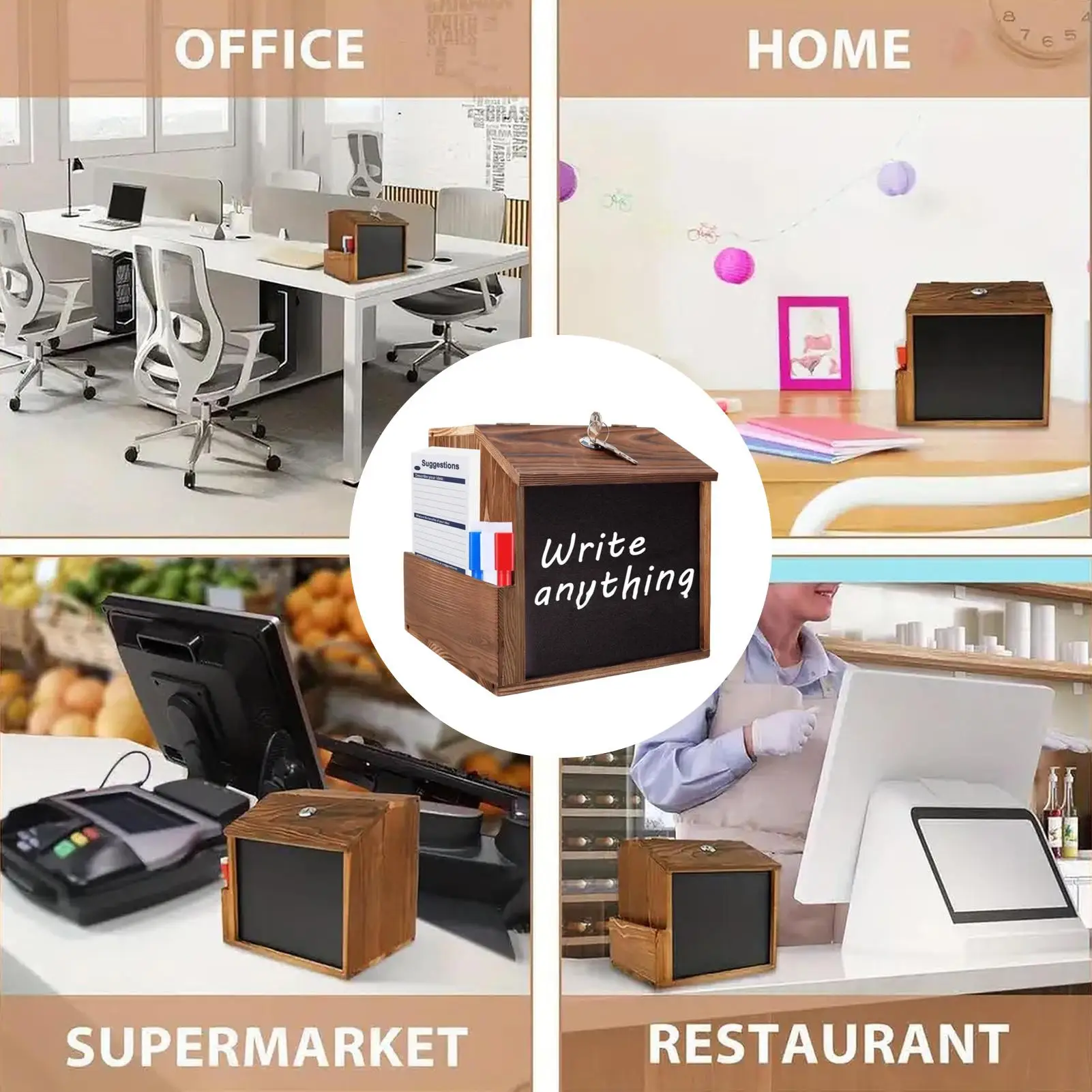 

Donation Box With Lock Wood Ballot Container Retro Comment Box For Women Men Staff Employees Entrepreneurs Professionals