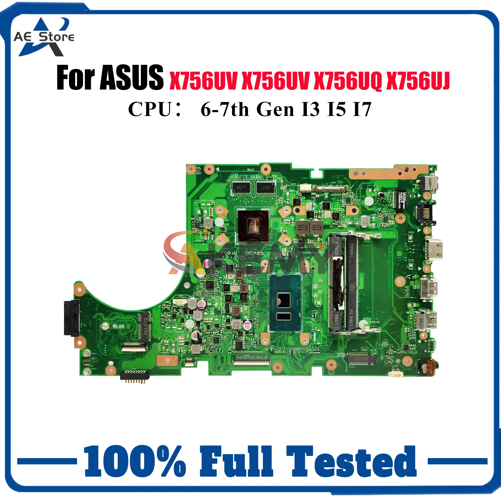 

Материнская плата для ноутбука X756UV для ASUS X756UXM X756U X756UV A756U X756UJ X756UQK X756UR X756UAK X756UQ с процессором I3 I5 I7