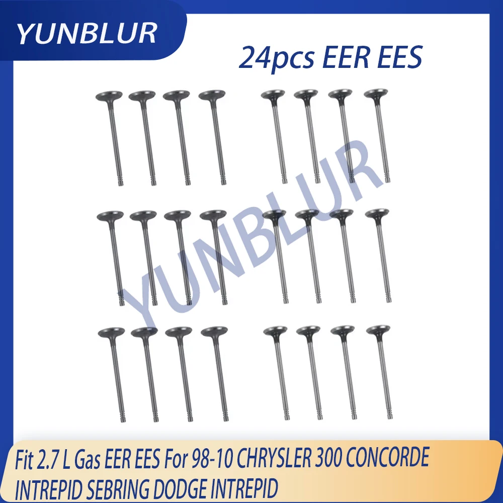 

24pcs Engine Intake & Exhaust Valves Set Fit 2.7 L Gas EER EES For 98-10 CHRYSLER 300 CONCORDE INTREPID SEBRING DODGE INTREPID