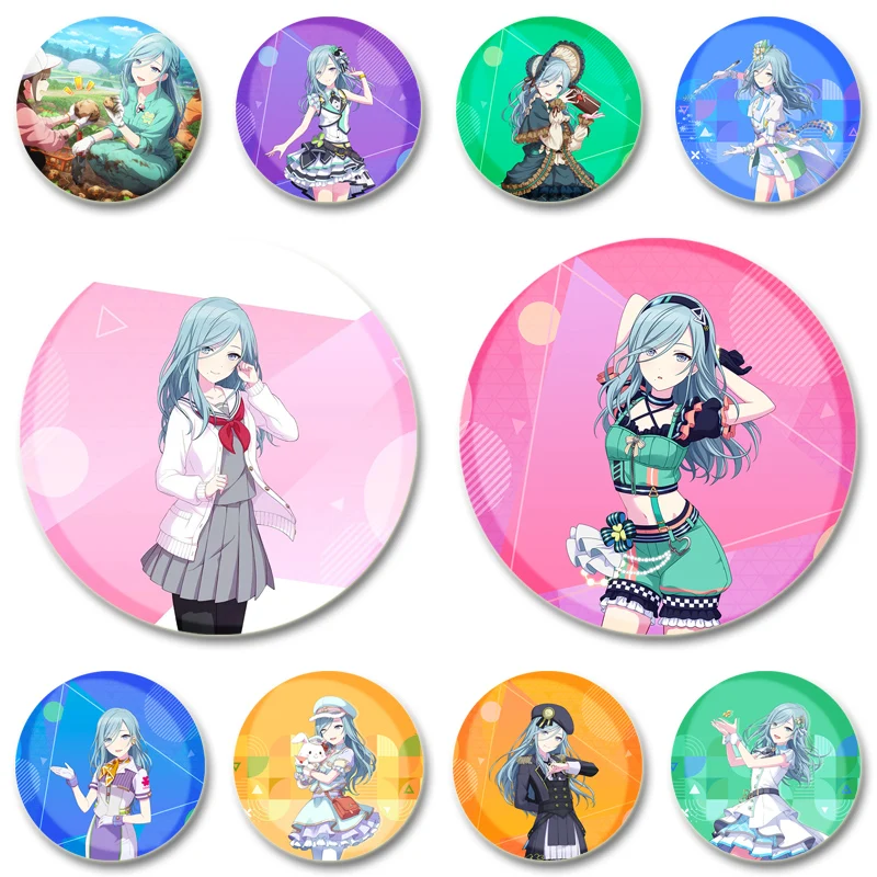 

44/58mm Hinomori Shizuku Anime Brooches Cosplay Cute Badge Handmade Round Enamel Pins for Clothes Backpack Jewelry Accessories
