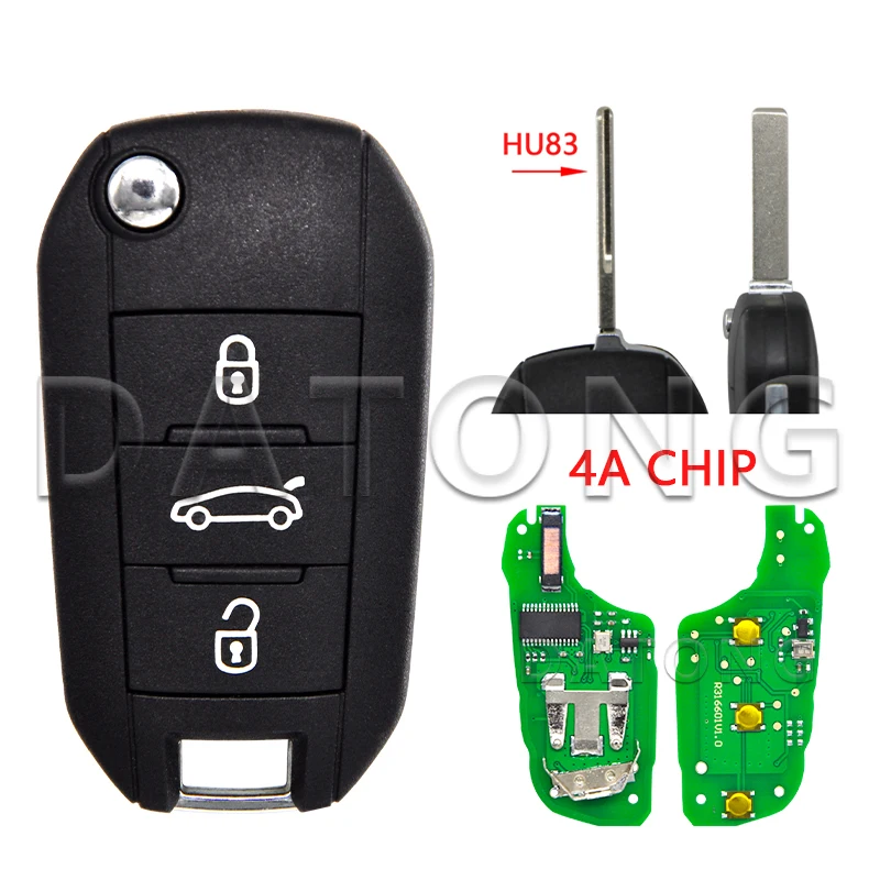 Datong World HUF8435 4A Chip 433.92MHz Flip Key Car Remote Key P/N 98 139 654 77 For Peugeot 308 508 3008 4008 Citroen C3 C5 C6 image 3