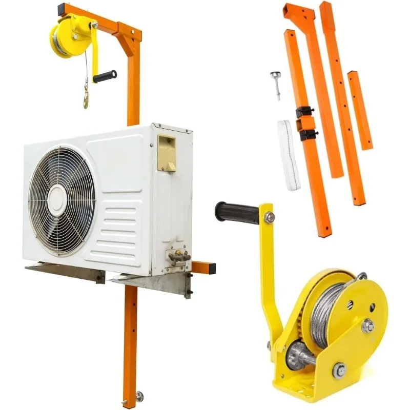Wall Mount Manual Crank Winch Hand Powered Lifting Crane Durable Steel Structure For Outdoor Mounting Equipment Installation Use