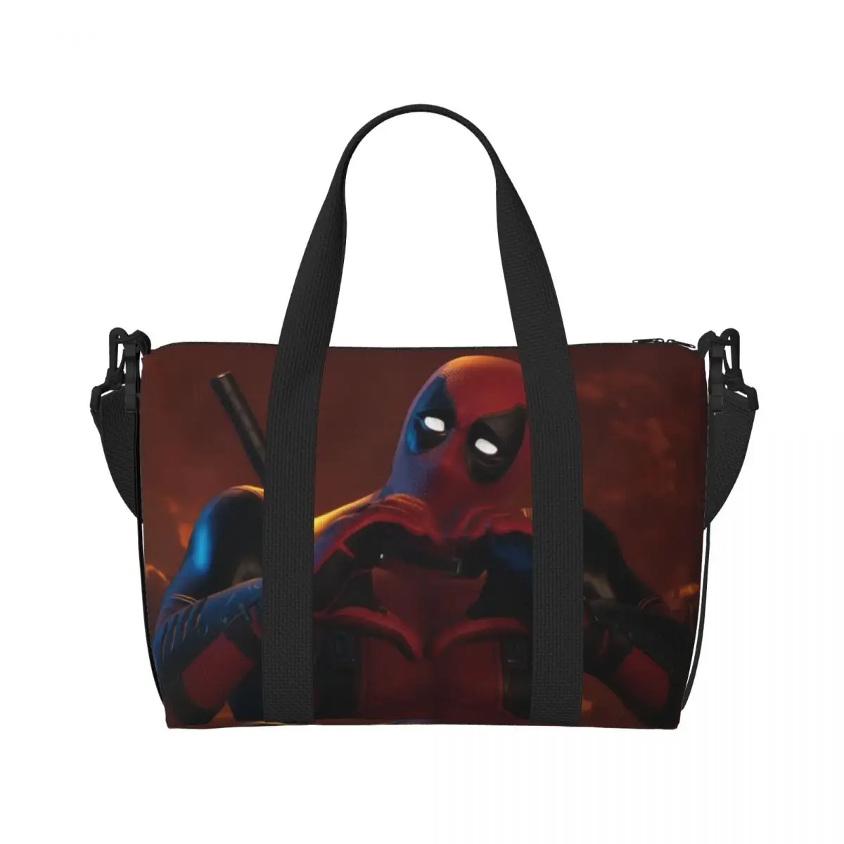 Custom Deadpool Heart Beach Tote Bag Women Large Compartment Gym Beach Travel Bags