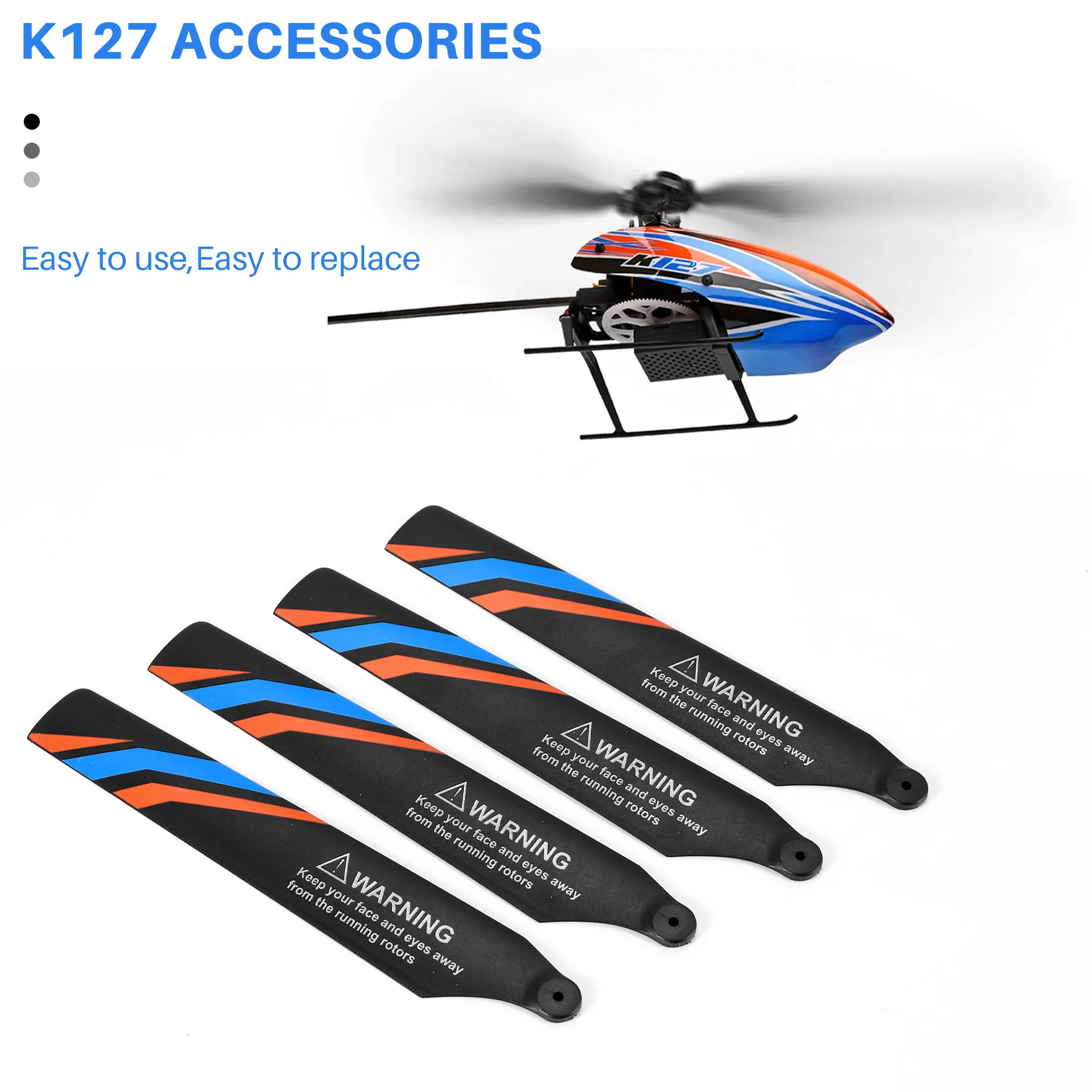 4Pcs Main Blade Propellers for WLtoys XK K127 RC Helicopter Airplane Drone Spare Upgrade Parts Accessories HOT