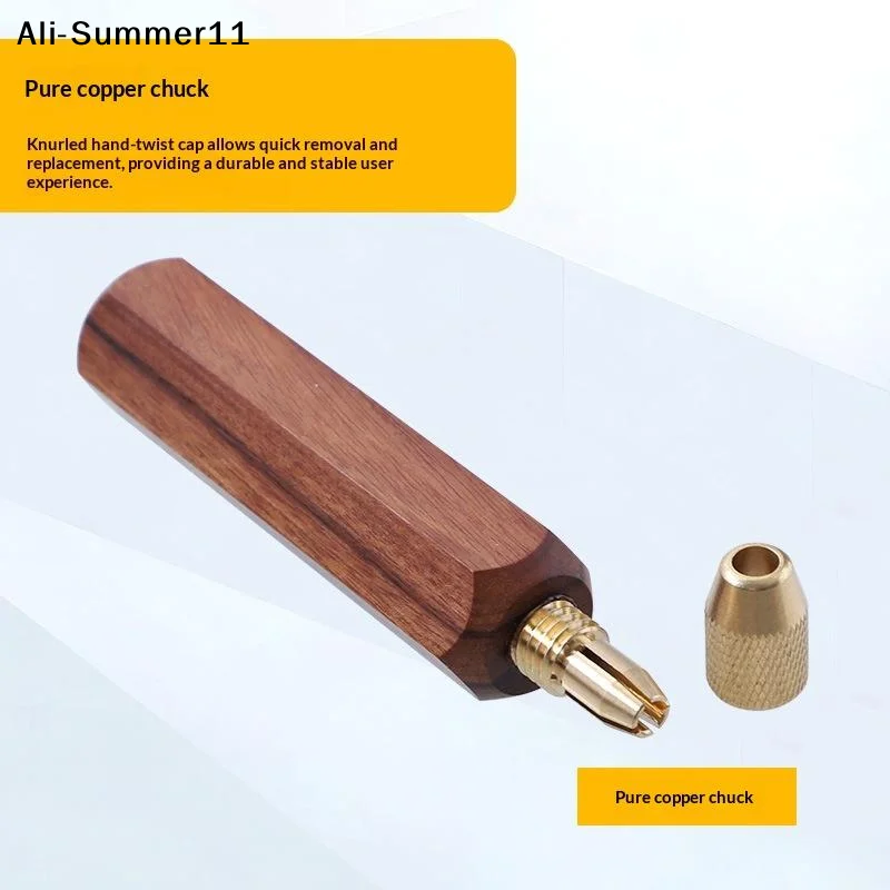 【S11】Wood File Handle Wooden Handles With Brass Collet Chuck For Small Files Accessories DIY Metal And Jade Polishing