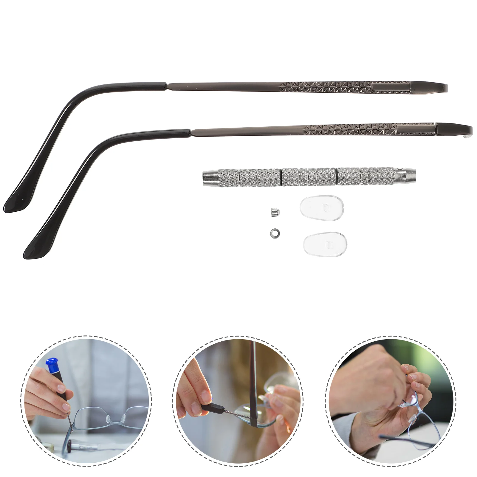 

Glasses Nose Pads Eyeglass Repair Kit Temple Sunglasses Arms Screwdriver Frameless